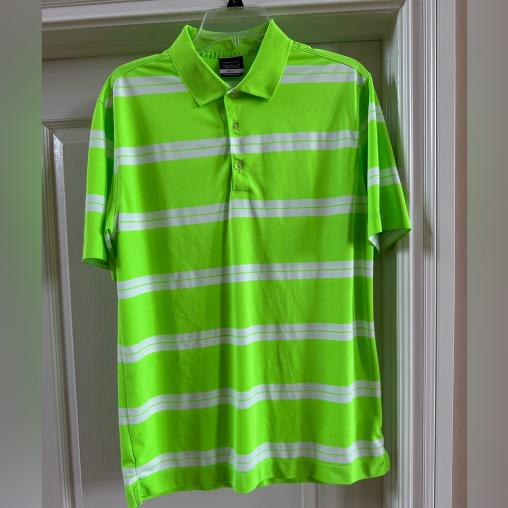 Nike Golf Size M Medium Mens Bright Green Golf DriFit Short Sleeve Polo Shirt